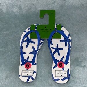 kate spade New York Nova Dancing Starfish Print Blue White Women's Slides